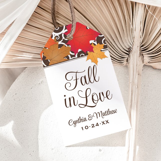 Étiquettes-cadeau Chute en Amour Orange Feuilles d'Automne Mariage M (Créateur téléchargé)