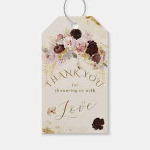 Étiquettes-cadeau Chute Fleur sauvage Gold Floral Baby Girl Douche