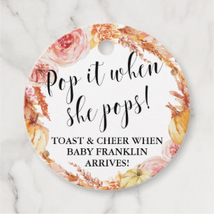 Étiquettes Cadeau Chute Floral Pop it quand elle pop Baby shower