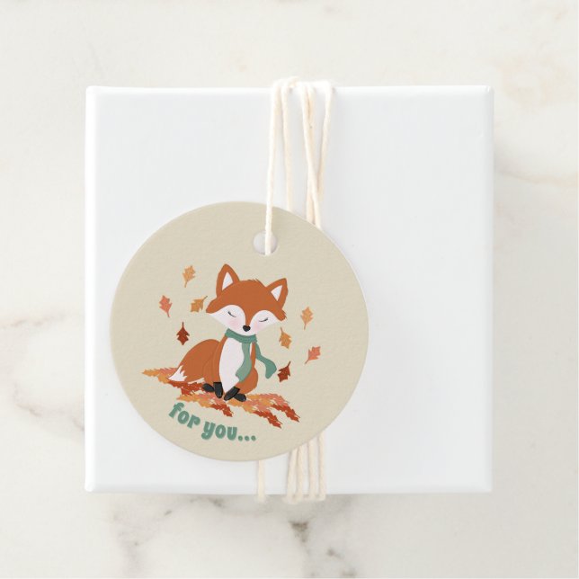 Étiquettes Cadeau Chute Fox Woodland Anniversaire (En situation)