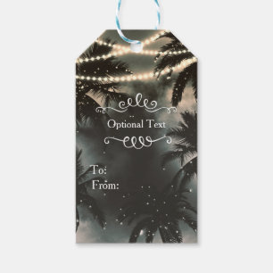 Étiquettes-cadeau Ciel nocturne enchanté Palmiers et guirlandes lumi