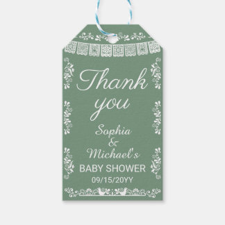 Étiquettes-cadeau Cielito Lindo Vert Sauge Baby Shower Papel Picado
