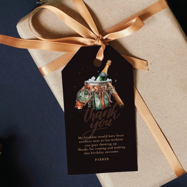 Étiquettes-cadeau Cigar et Whisky Hommes anniversaire Personnalisé (Créateur téléchargé)