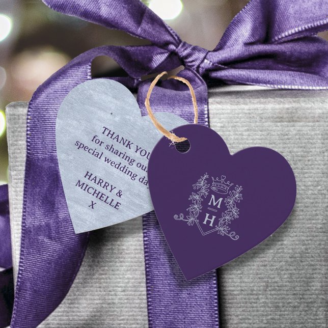 Étiquettes Cadeau Cimetière de coeur de monogramme mariage d'argent  (Créateur téléchargé)