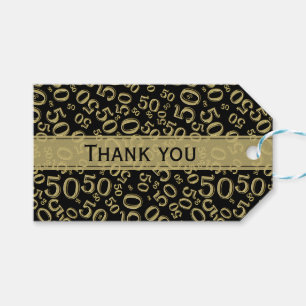Étiquettes-cadeau Cinquantième or d'anniversaire de Merci/motif noi