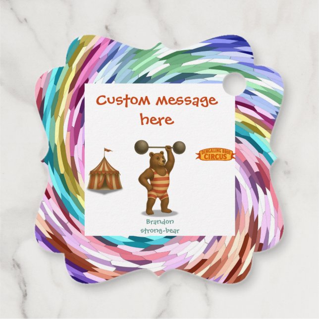 Étiquettes Cadeau Circus strong-bear (Dos)