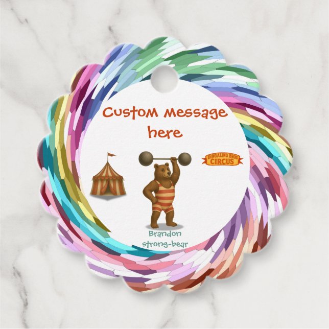 Étiquettes Cadeau Circus strong-bear (Devant)