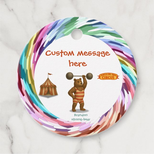 Étiquettes Cadeau Circus strong-bear (Devant)