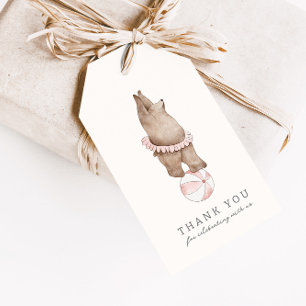 Étiquettes-cadeau Cirque Ours Moderne pour enfants   Filles Annivers