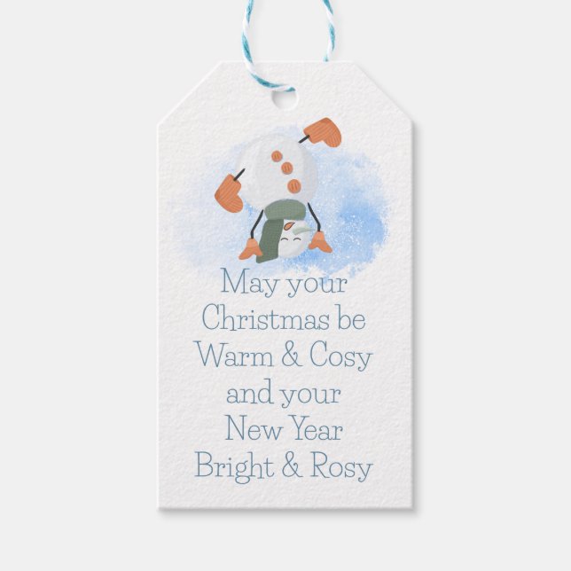 Étiquettes-cadeau Citation de Noël Cosy Snowman (Devant)