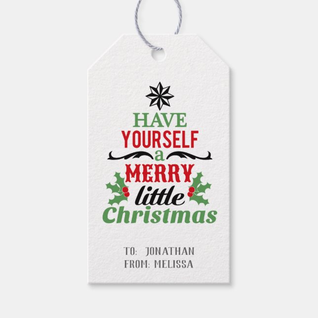 Étiquettes-cadeau Citation de Noël/ Typographie/Personnalisé (Devant)