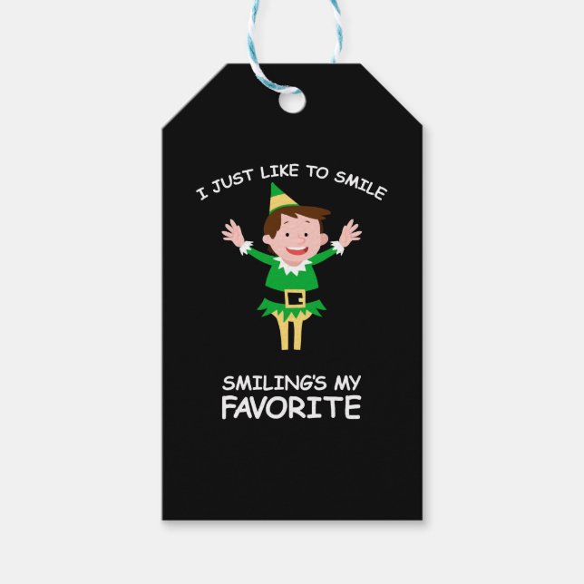 Étiquettes-cadeau Citation d'elfe de Noël Chemise souriante (Devant)