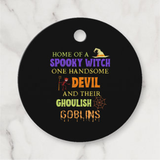 Étiquettes Cadeau Citation Halloween Familiale Avec Witch Devil Spid