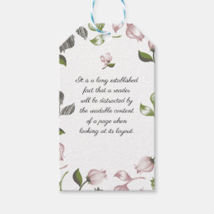 Étiquettes-cadeau Citations avec art floral blanc ver
