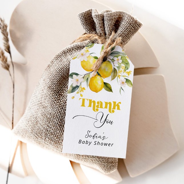 Étiquettes-cadeau Citron baby shower méditerranéen merci (Créateur téléchargé)