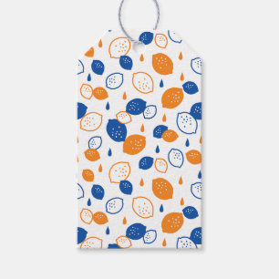 Étiquettes-cadeau Citron bleu et orange Motif Jouer sur le thème des