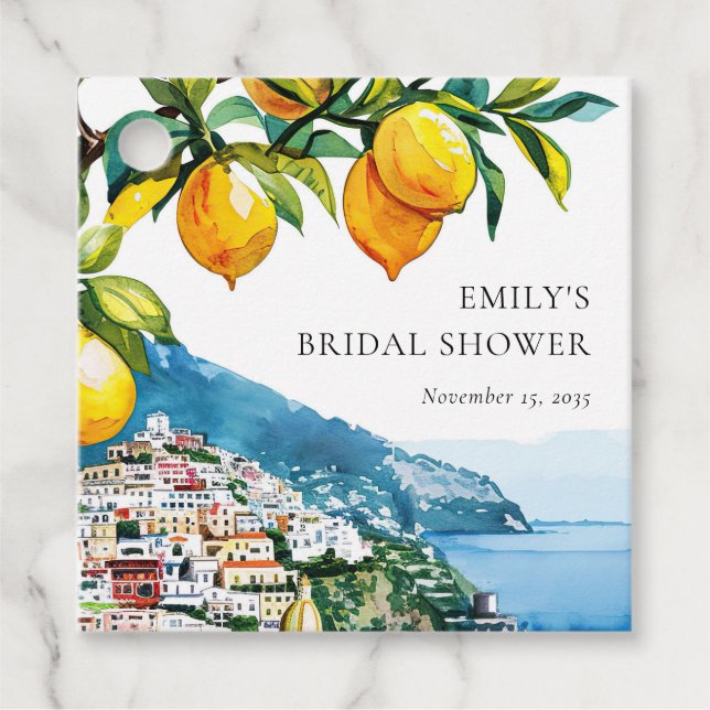 Étiquettes Cadeau Citron Citrus Amalfi Coast Fête des mariées (Devant)