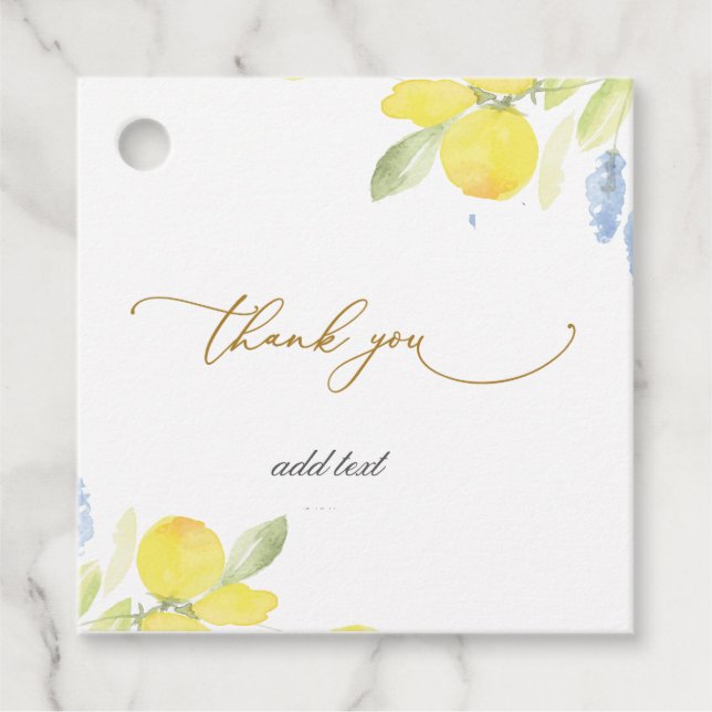 Étiquettes Cadeau Citrons Aquarelle Été  (Devant)