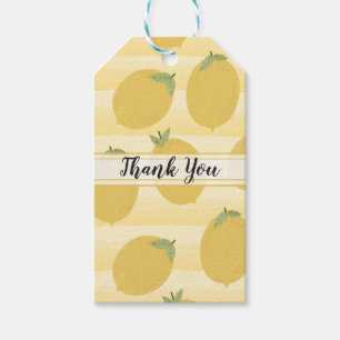 Étiquettes-cadeau Citrons Jaunes Été Fruit Aquarelle Rayure Favori