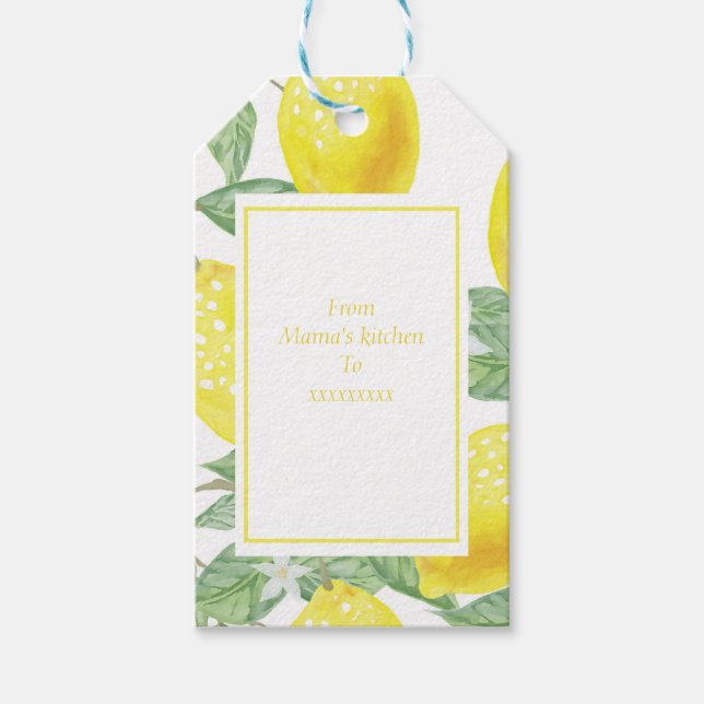 Étiquettes-cadeau Citrons lumineux Feuille jaune et vert (Devant)