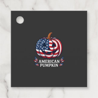 Étiquettes Cadeau Citrouille Américaine Halloween Drapeau Usa Étoile