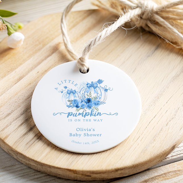 Étiquettes Cadeau Citrouille Aquarelle Bow bébé garçon douche Merci (Créateur téléchargé)