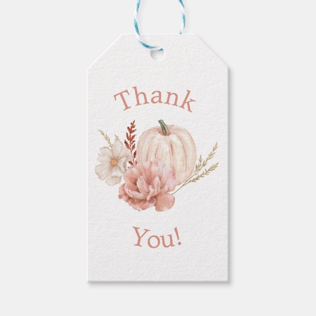 Étiquettes-cadeau Citrouille Automne Automne Boho Floral Merci Favor (Devant)