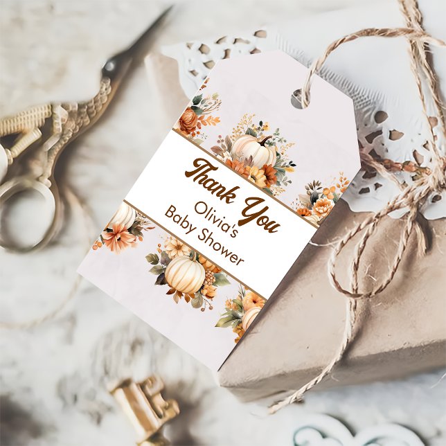 Étiquettes-cadeau Citrouille Automne Baby shower Favoriser Merci (Créateur téléchargé)