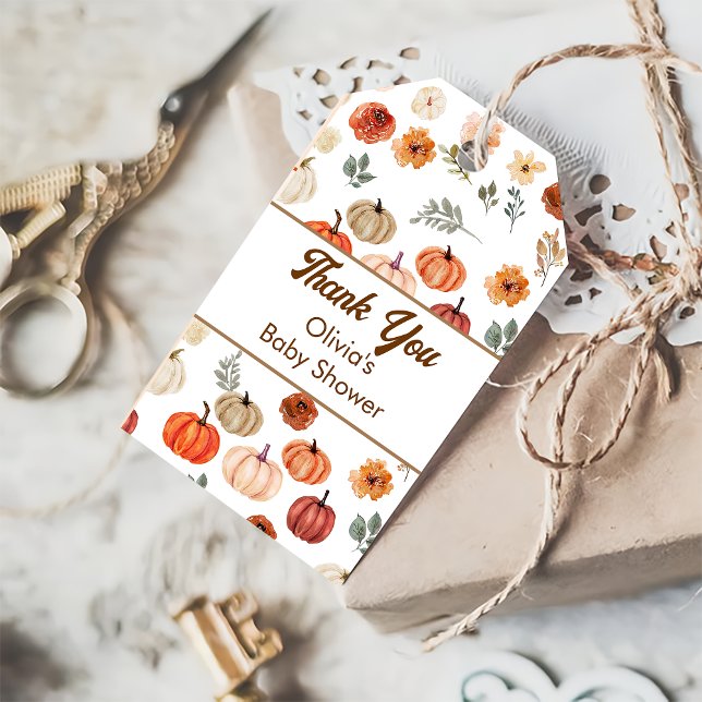 Étiquettes-cadeau Citrouille Automne Baby shower Favoriser Merci (Créateur téléchargé)