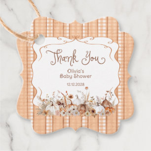 Étiquettes Cadeau Citrouille automne Boho Baby shower Floral Merci