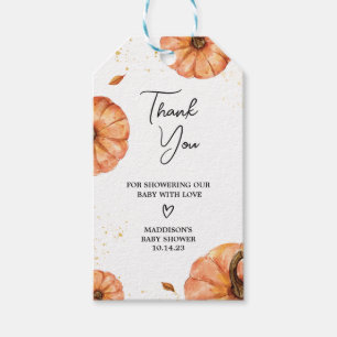 Étiquettes-cadeau Citrouille Automne Minimaliste Baby shower Favoris