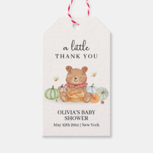 Étiquettes-cadeau Citrouille Automne Pie Teddy Bear Baby shower