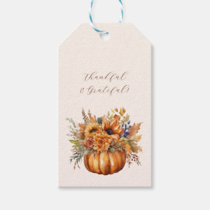 Étiquettes-cadeau Citrouille avec Fleurs-Merci et Gratuit