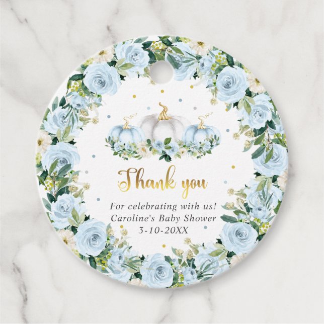 Étiquettes Cadeau Citrouille Baby shower Boy Fall Citrouille Cadeau (Devant)