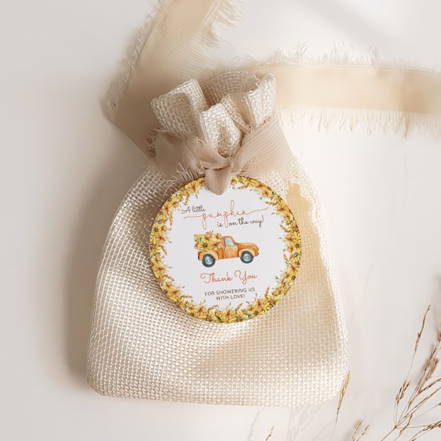 Étiquettes Cadeau Citrouille Boho Rustique Automne Baby shower Flora (Créateur téléchargé)