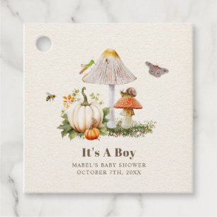 Étiquettes Cadeau Citrouille Champignons Woodland Insectes Baby show