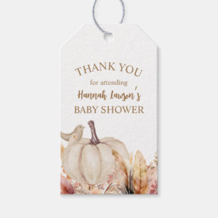 Étiquettes-cadeau Citrouille d'automne Baby shower Boho