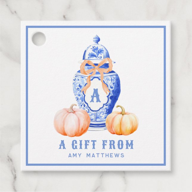 Étiquettes Cadeau Citrouille d'automne | Ginger Jar Personnalisé (Devant)
