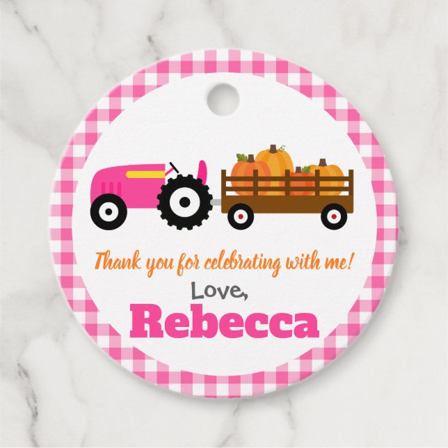 Étiquettes Cadeau Citrouille de camion citrouille Patch - Tracteur r (Devant)