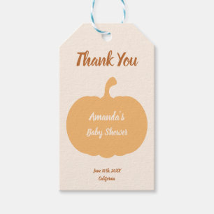 Étiquettes-cadeau Citrouille de moisson d'automne Baby shower Pastel