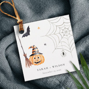Étiquettes Cadeau Citrouille d'Halloween doux Spiderweb Mariage Éffr
