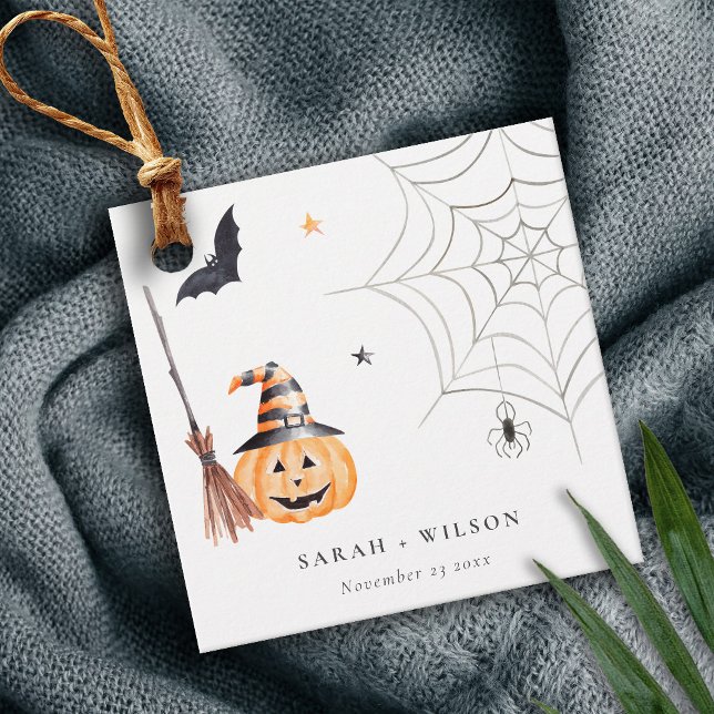 Étiquettes Cadeau Citrouille d'Halloween doux Spiderweb Mariage Éffr (Créateur téléchargé)
