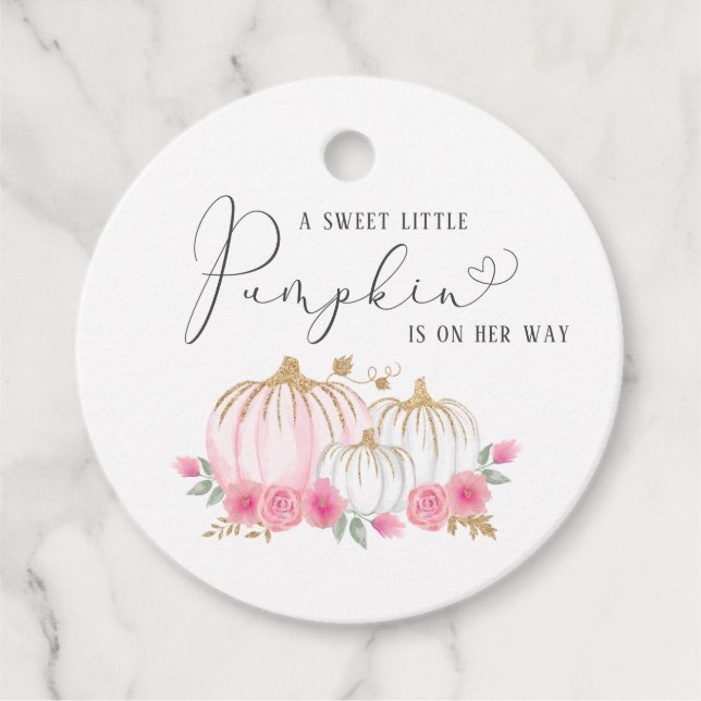 Étiquettes Cadeau Citrouille Floral Baby Girl Douche Merci (Devant)