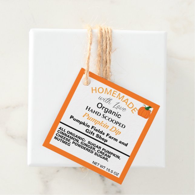 Étiquettes Cadeau Citrouille maison Dip QR Code retour (En situation)