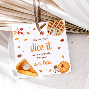 Étiquettes Cadeau Citrouille Pie Slice It Thanksgiving Carré