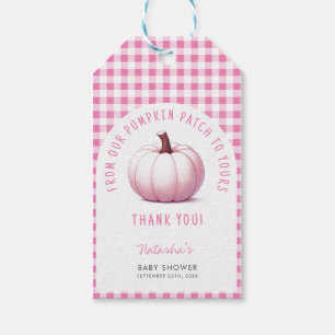 Étiquettes-cadeau Citrouille rose En vichy Plaid Baby Girl Baby show