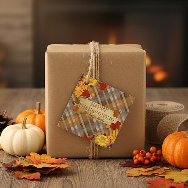 Étiquettes Cadeau Citrouilles D'Automne Et De Feuillage Sur L'Action (Créateur téléchargé)