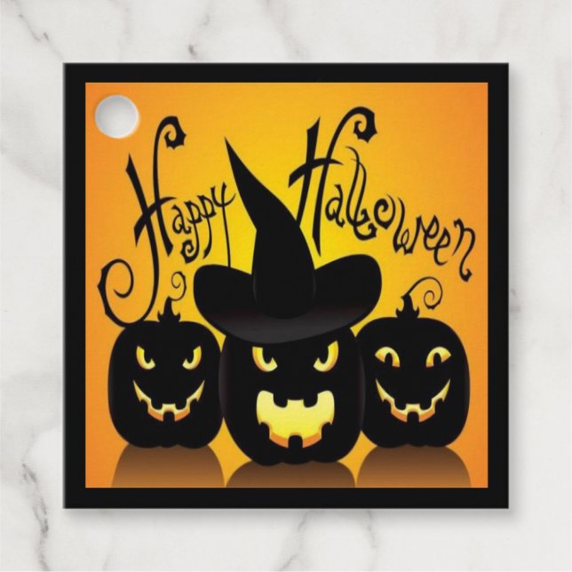 Étiquettes Cadeau Citrouilles de Black Happy Halloween (Devant)