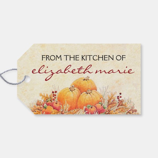 Étiquettes-cadeau Citrouilles de la récolte d'automne (Dos (Horizontal))