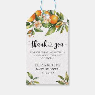 Étiquettes-cadeau Citrus botanique Orange Baby shower Merci